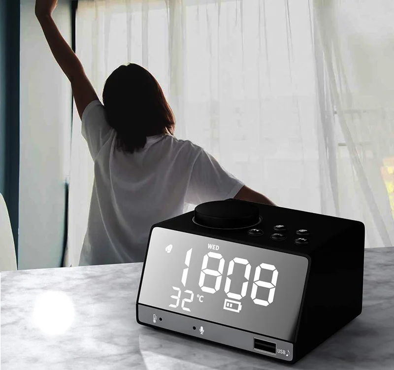 Bluetooth динамик с fm радио цифровой будильник 4 2 дюймовый bluetooth s крытый термометр