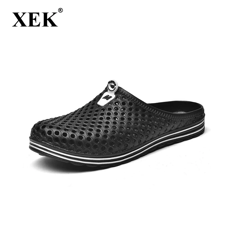 

XEK 2018 Classic Men Summer slippers Fashion EVA Carved Men Sandal Slides Lover Flat Slipony nest Beach Shoes ST270