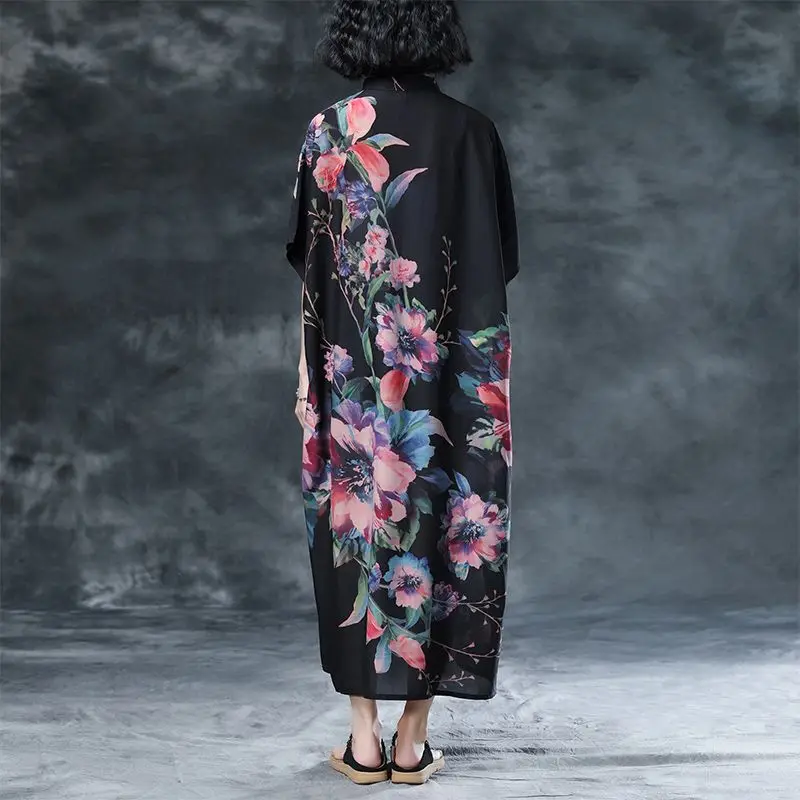 Женское длинное шифоновое платье NYFS винтажное с большими цветами летнее