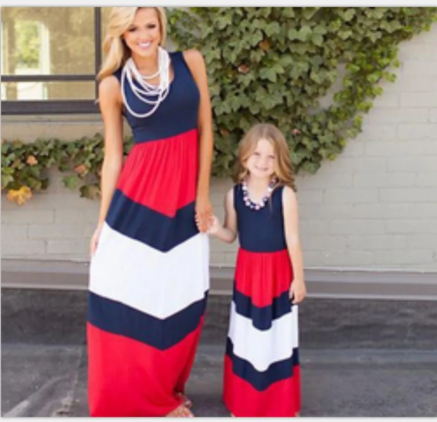 Семья подходящая друг к другу одежда платье Летний Лидер продаж для мамы и дочки