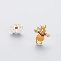 fashion cute bear 925 sterling silver stud earrings for women ladies flower s925 silver earring jewelry accessories