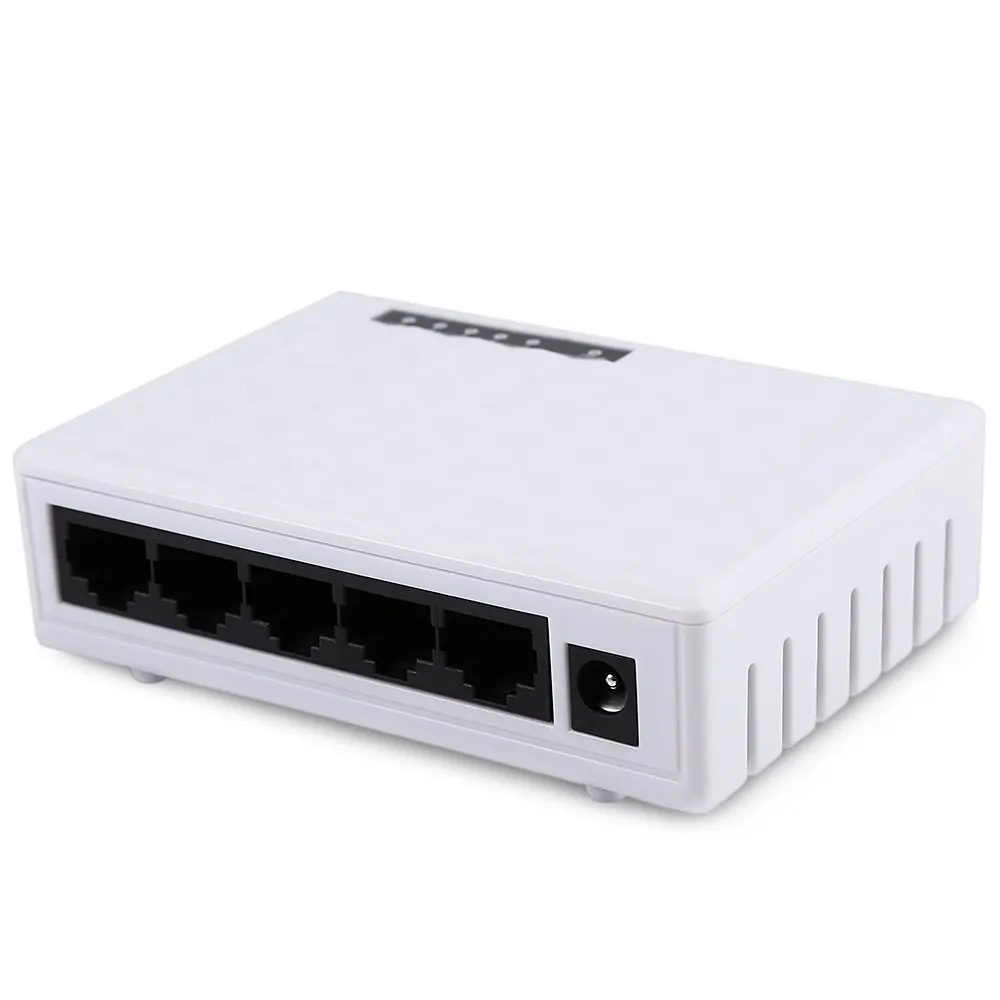 Energy Saving High Quality White Network Switch Plug and Play 5 Port 100Mbps RJ45 Hub Splitter With LED Light | Компьютеры и офис