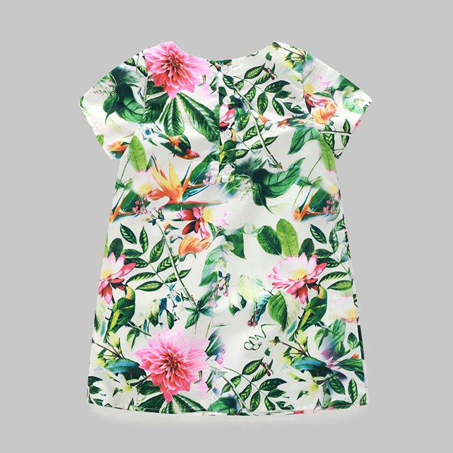 JLZLSHONGLE Girls Dress 2017 Brand Princess Dresses Summer Sleeveless Flowers And Birds Printing Design Children Clothing 0-5T | Детская