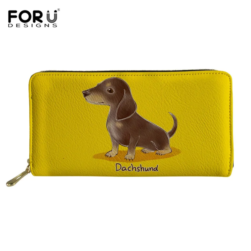 FORUDESIGNS/Чихуахуа Для женщин Длинный кошелек такса большой Ёмкость кошельки