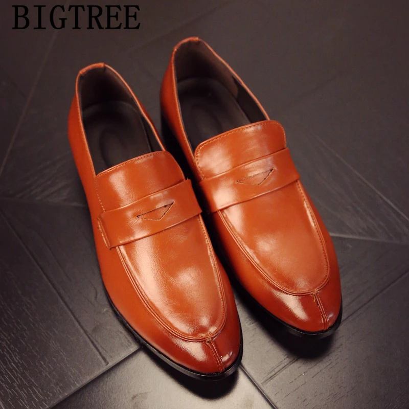 Модельная обувь Мужские офисные Лоферы элегантные Элитная одежда кожаная