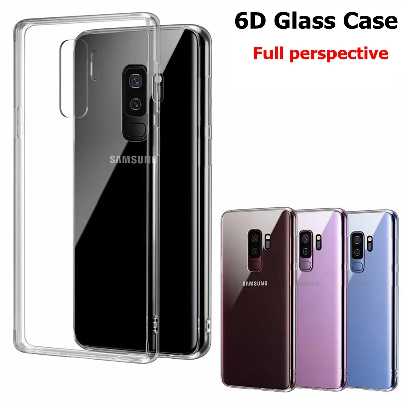 Note9 прозрачный Стекло чехол для samsung Galaxy Note 8 S8 S9 Plus Мягкий полиуретановый край