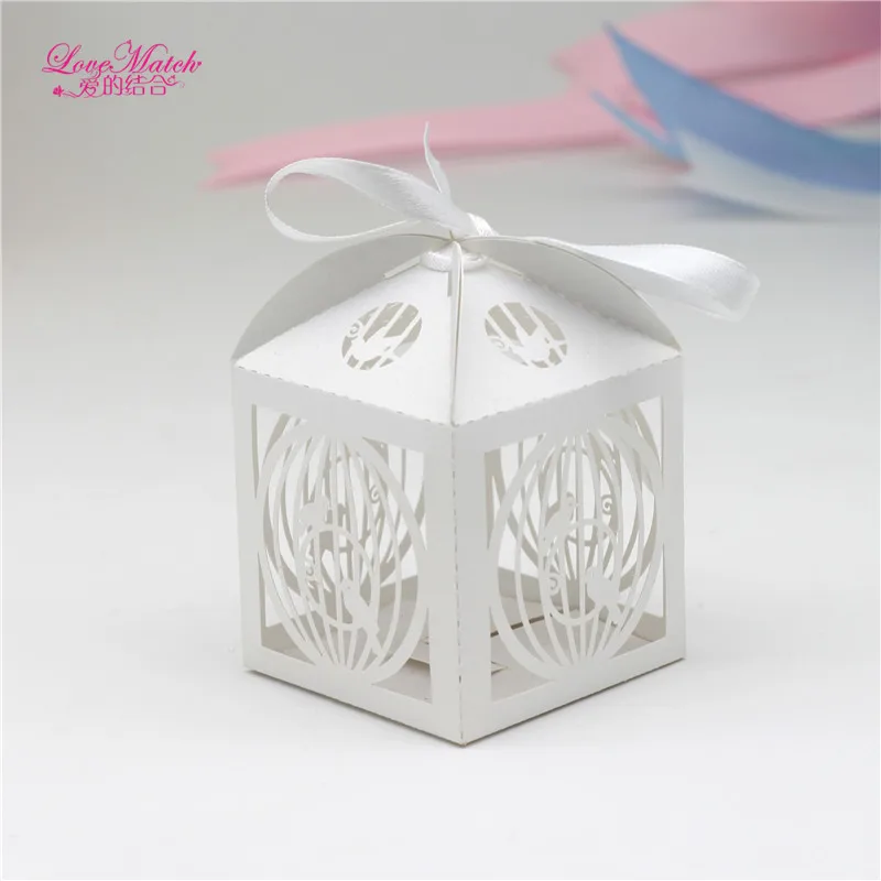 love birds 50 шт./лот четыре формы лазерная резка конфет коробка со свадебными сувенирами и подарками свадебные подарки для гостей бумажная коробка со свадебными сувенирами - Цвет: love birds