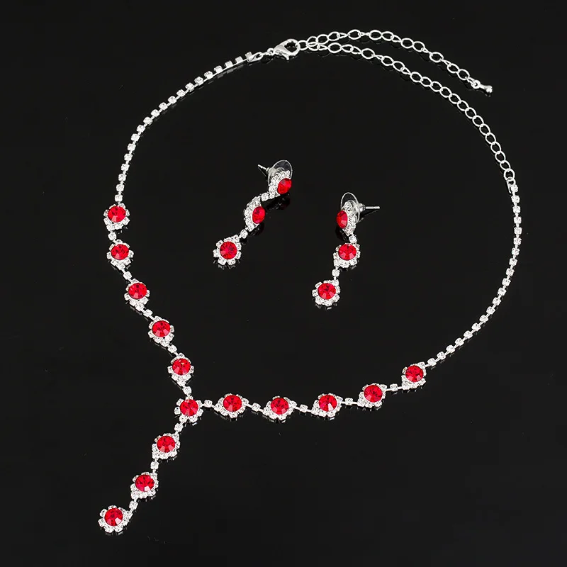 Набор из колье и серёг разноцветные стразы набор украшений для свадебной