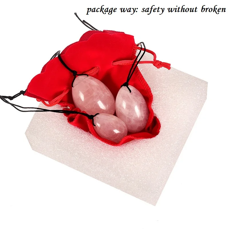 Набор яиц для массажа 3 шт. нефритовые яйца розовые кварцевые просверленные Яни