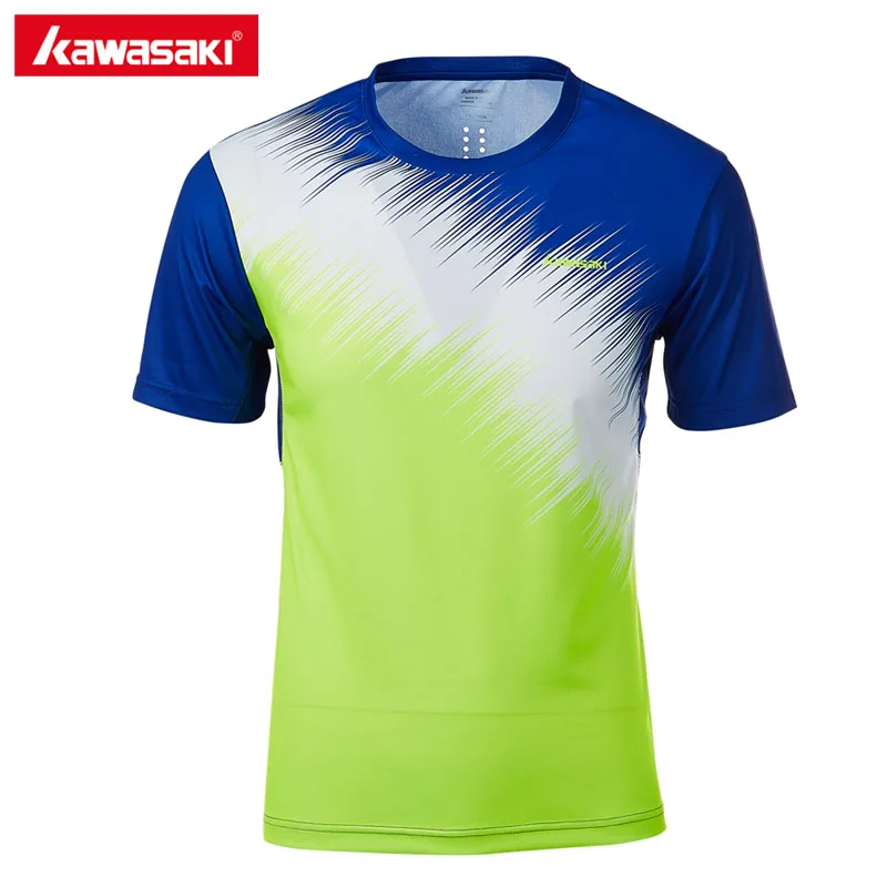 Бренд Kawasaki, мужская спортивная одежда, ST-T1026, футболка для бадминтона, дышащая теннисная рубашка с круглым вырезом и коротким рукавом для мужчин