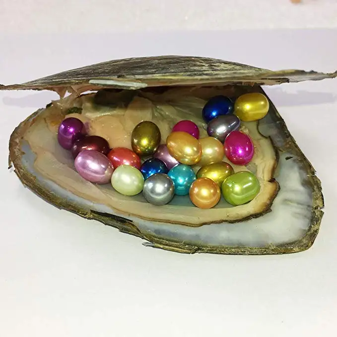 HENGSHENG 1 предмет пресноводным культивированным жемчугом Oyster с несколькими Цвет 20 шт. 7-8 мм Большой овальный жемчуг внутри вечерние подарки любовь желание