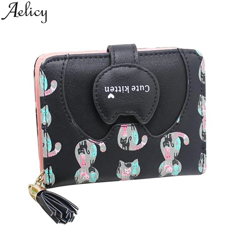 Женский короткий кошелек Aelicy с милыми рисунками из мультфильмов дамская сумочка