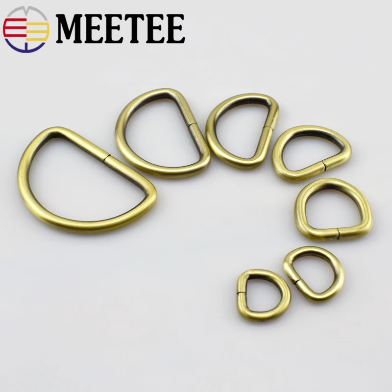 Meetee 20 шт. 13-50 мм Металлические d-образные кольца пряжки застежка тесьма ремень рюкзак сумка ремень Крючки одежда воротник DIY кожаный аксессуар для рукоделия