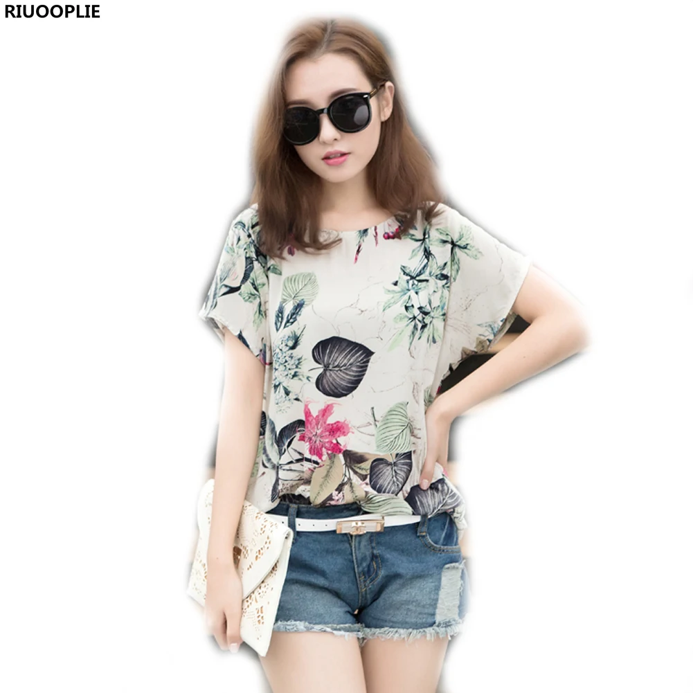 Riuooplie Для женщин хлопок белье летние свободные Blusa Mujer Vetement Рубашки для мальчиков Femme короткий рукав принт Топы корректирующие