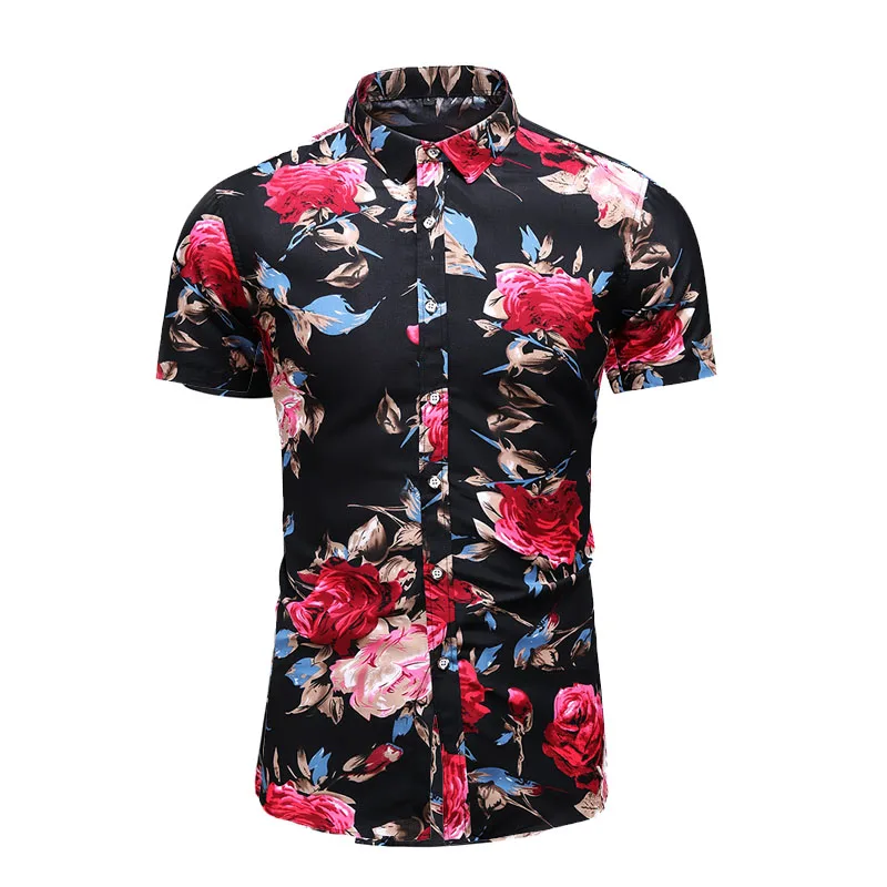 Мужская Летняя гавайская рубашка Повседневная пляжная с коротким рукавом и