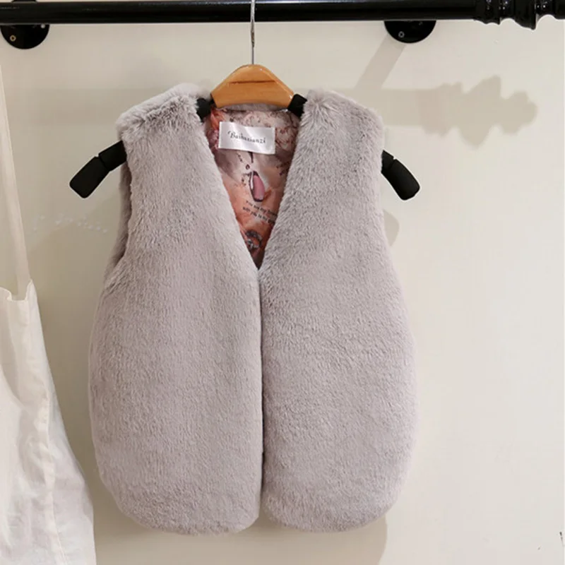 Меховой жилет для девочек модный весенне осенний детей куртка из искусственного