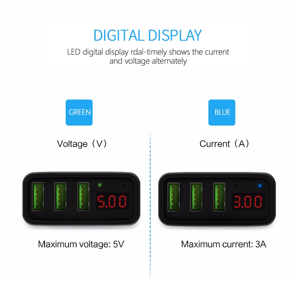 CHOETECH универсальное 3 USB зарядное устройство для мобильного телефона светодиодный