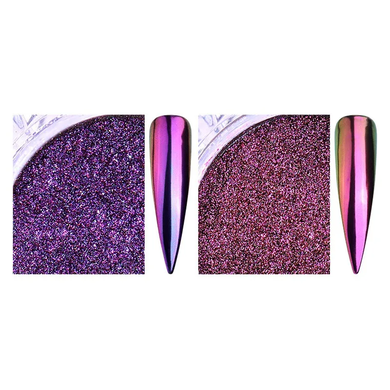 2pcs Type 5-6 Color Biutee 8 коробок зеркало-Хамелеон дизайн ногтей порошок Shnining Блеск порошок великолепный лазер красочный дизайн ногтей зеркало «Павлин» порошок - Цвет: 2pcs Type 5-6 Color