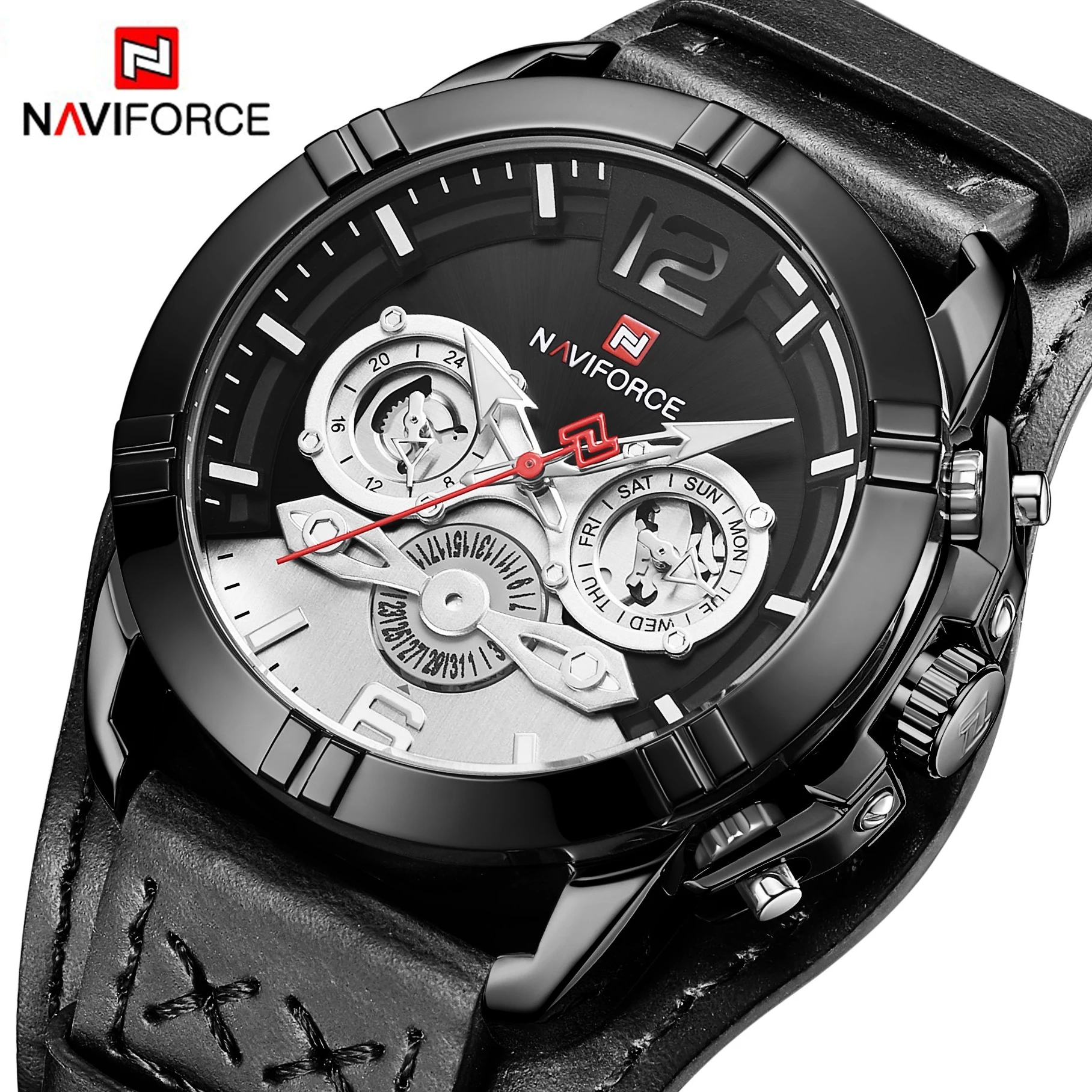 NAVIFORCE повседневные спортивные часы мужские брендовые Роскошные Кварцевые с