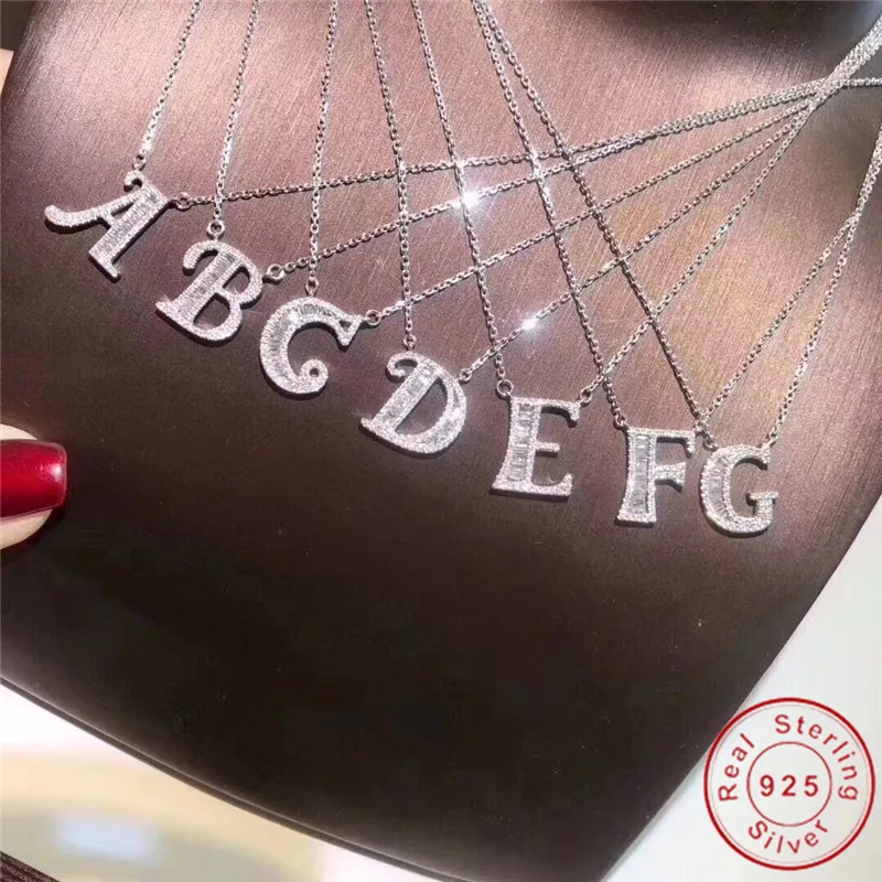 

choucong Genuine 925 Sterling silver 26 Letters Pendants Cz Birthday Name Wedding Pendant Necklace for Women Party jewelry Gift