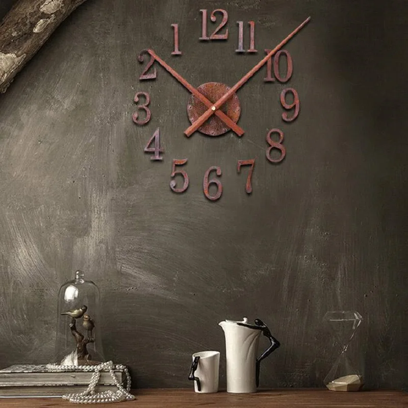 DIY ретро часы Saat настенные часы Reloj Duvar Saati цифровые настенные часы Horloge Murale самоклеящиеся часы обратная указка Декор