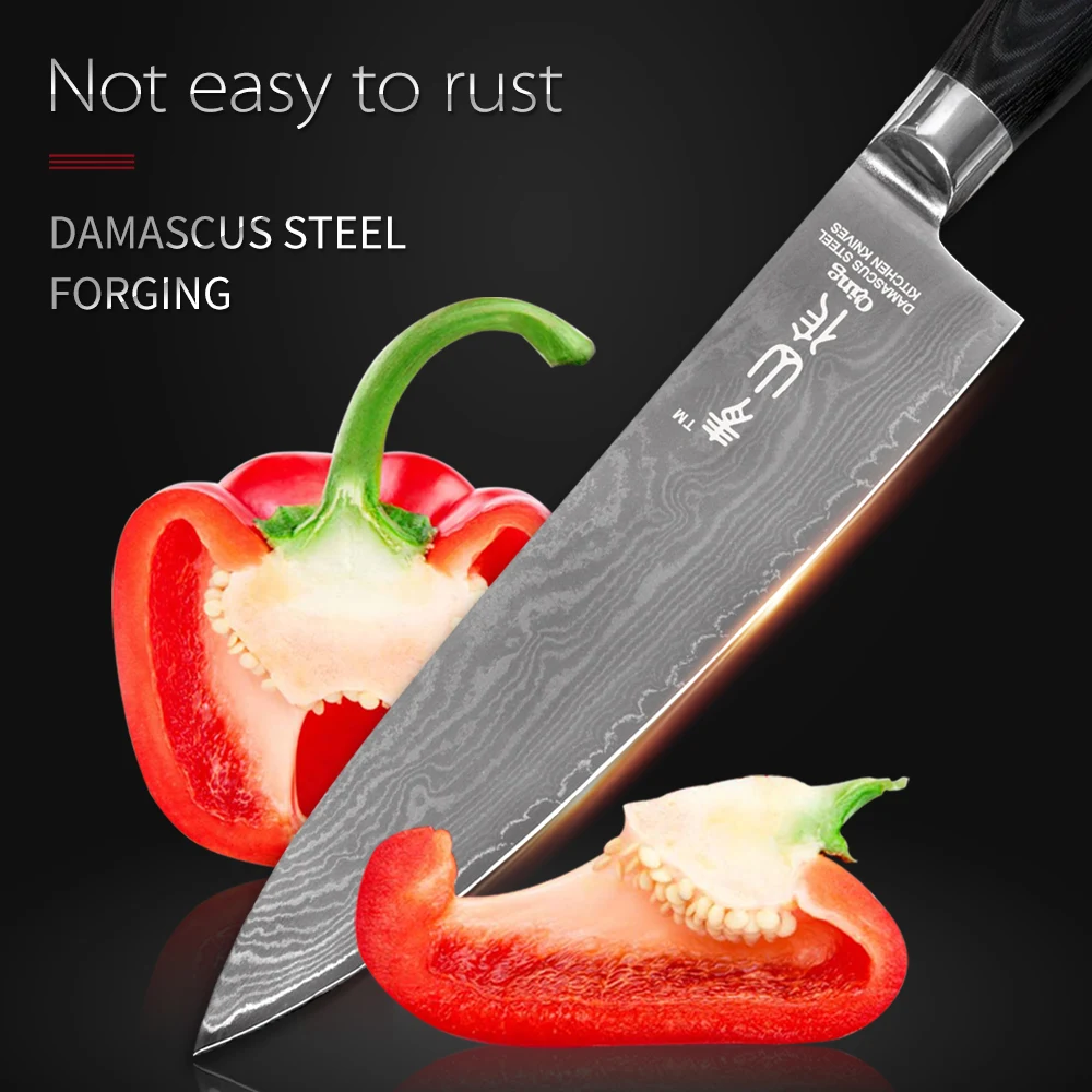 Цин шеф-повара дамасский нож из нержавеющей стали мыло + Подарочная коробка