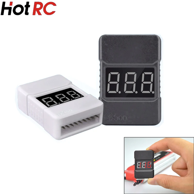 

100%Brand New HotRc BX100 1-8S Lipo Battery Voltage Tester/ Low Voltage Buzzer Alarm/ Battery Voltage Checker White Color