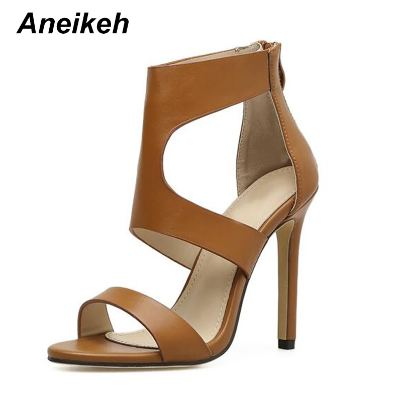 Aneikeh новинка 2019 года остроносые сандалии из искусственной кожи на высоком