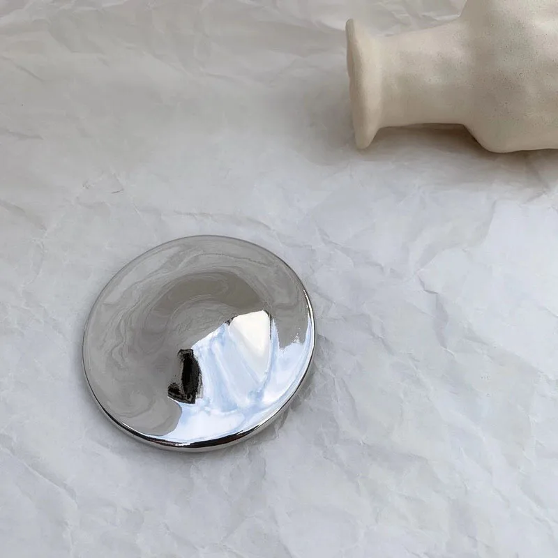 silver Европейская и американская модель шоу INS увеличенная зеркальная брошь в виде медали - Окраска металла: silver