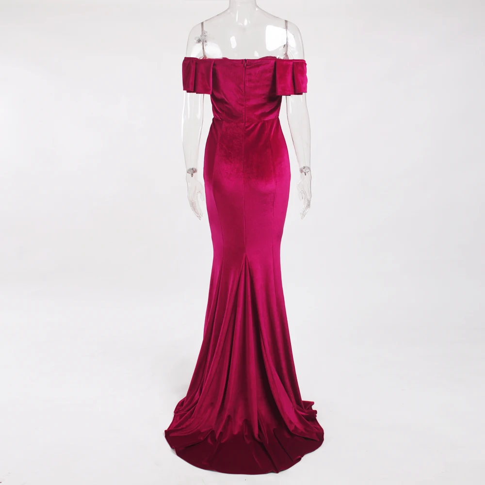 Платье-макси с вырезом лодочкой и глубоким на плечах элегантное растягивающееся