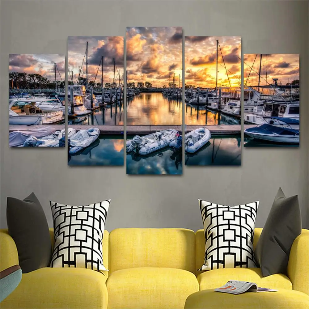 

Drop shipping 5 Panel Wall Art Pictures Canvas Painting abstract canvas poster painting decoration for living room LW213
