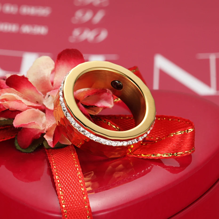 RainSo женское кольцо гематит здоровья полный стразы элегантный нержавеющая сталь