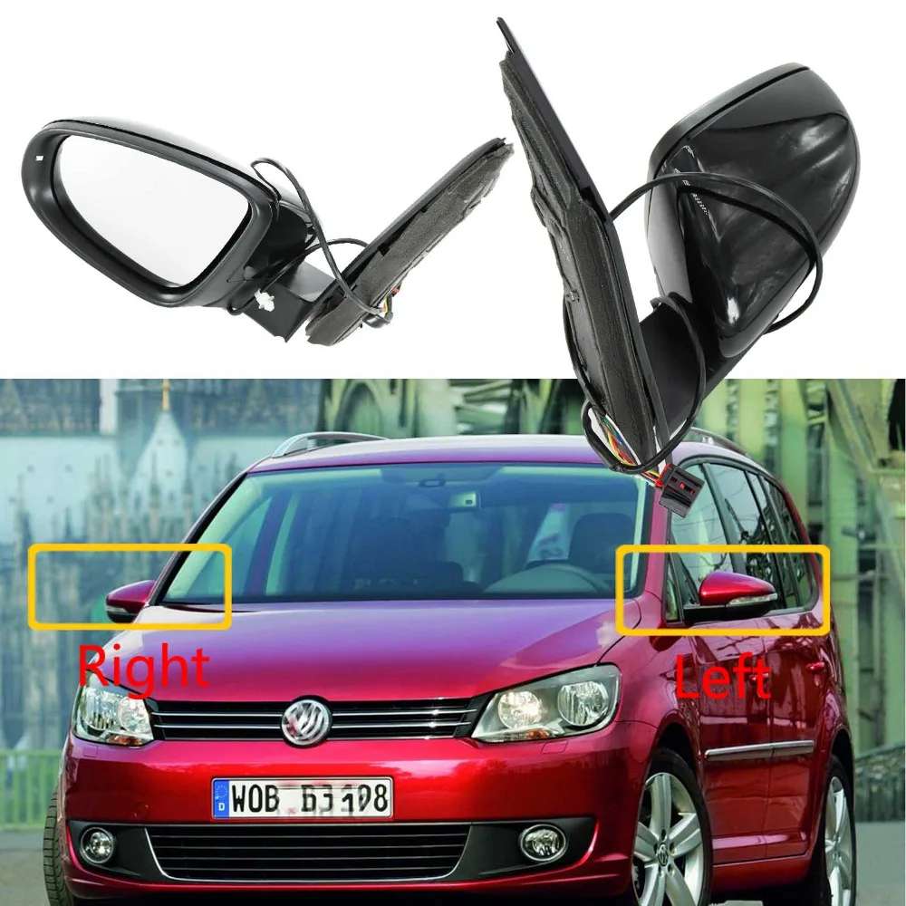 Боковое зеркало заднего вида с подогревом электрическое крыло для VW Touran MK2 Facelift