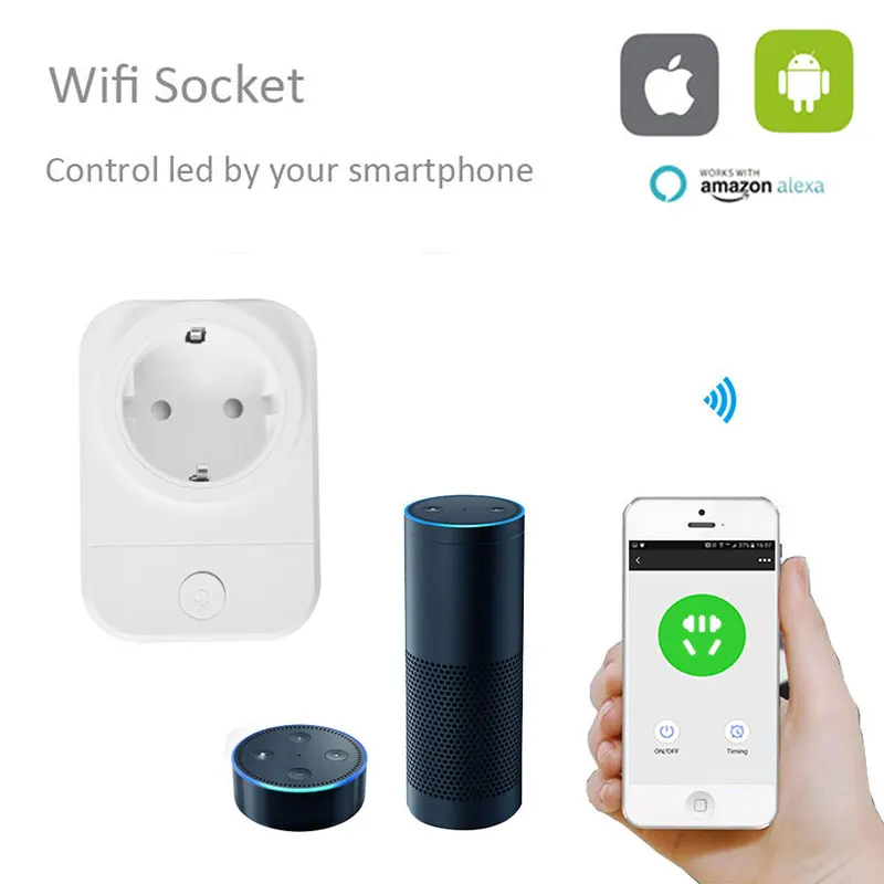 

Smart Wifi Socket EU/UK/FR Power Socket Plug Outlet, Smart Home Automation APP Control Switch for Iphone Android