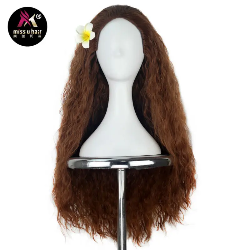 Женский длинный парик Miss U Hair кудрявый темно коричневый Моана черные волосы для