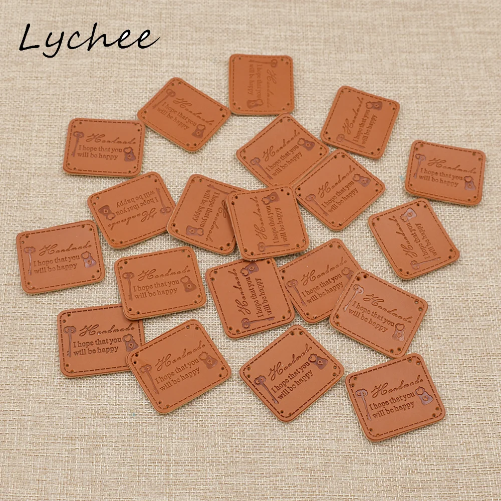Lychee 20 штук 4 1*3 6 см ретро коричневый синтетическая искусственная кожа этикетка