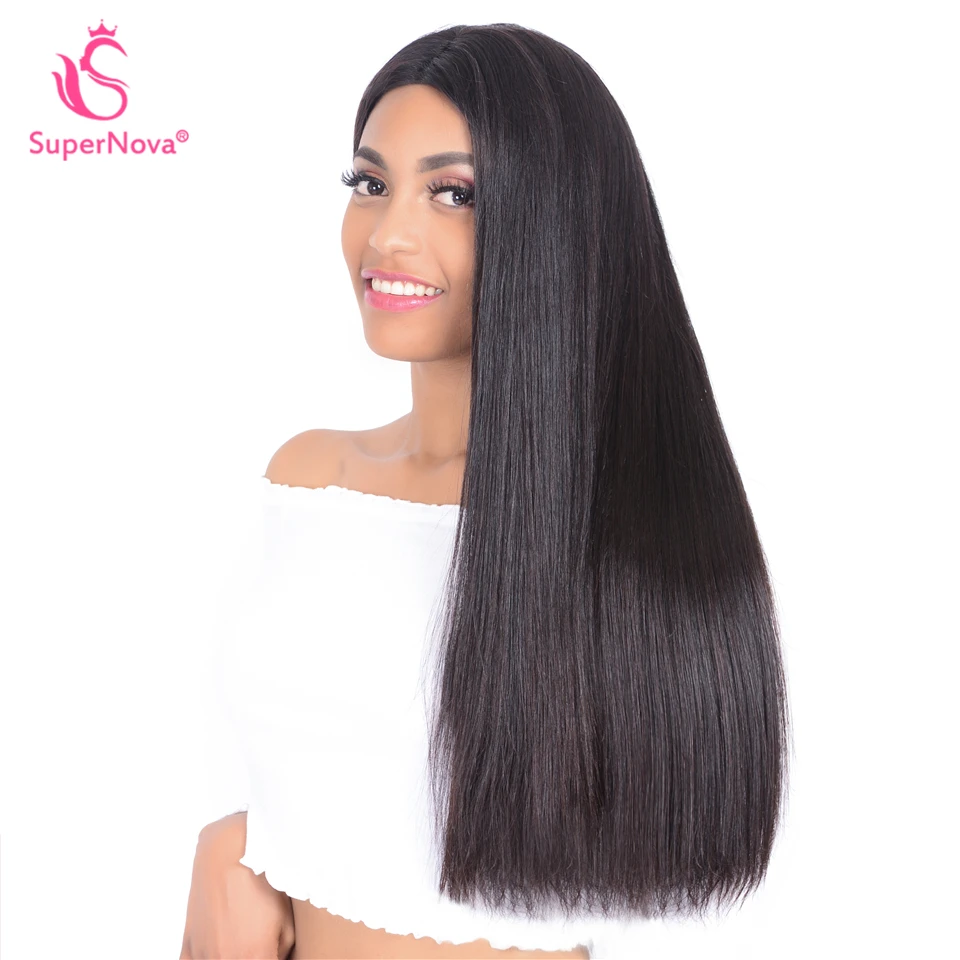 Supernova Straight Full Lace Human Hair Wigs With Baby For Black Women 180 Density Pre Plucked Remy | Шиньоны и парики