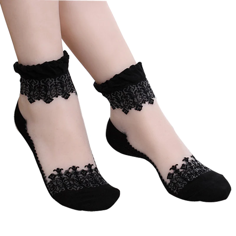 3 пар/упак. Потрясающие ультратонкие носки летние Прозрачные шелковые кружевные