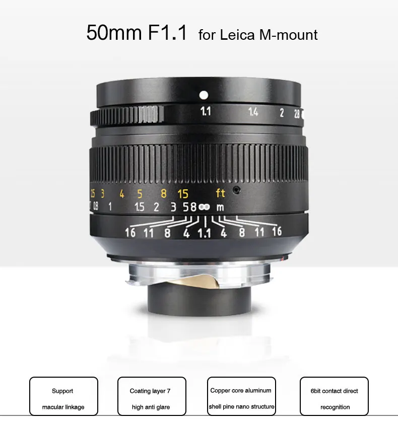 7artisans 50 мм F1.1large диафрагма параксиальных M-Крепление объектива для камер м M240 M3 M5 M6 M7 M8 M9 M9p M10