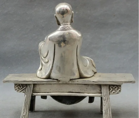 YM 316 8 &quotКитайский серебряный буддийский молитвенный Архат фигурка монаха