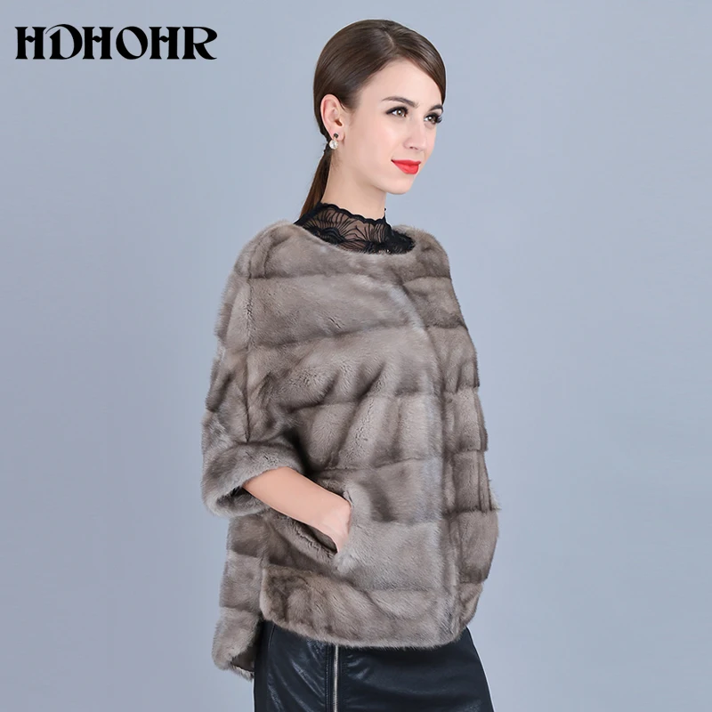 HDHOHR новые шубы из натурального меха норки для женщин, натуральные тонкие короткие шубы из меха норки, зимние модные меховые куртки с круглым вырезом для женщин
