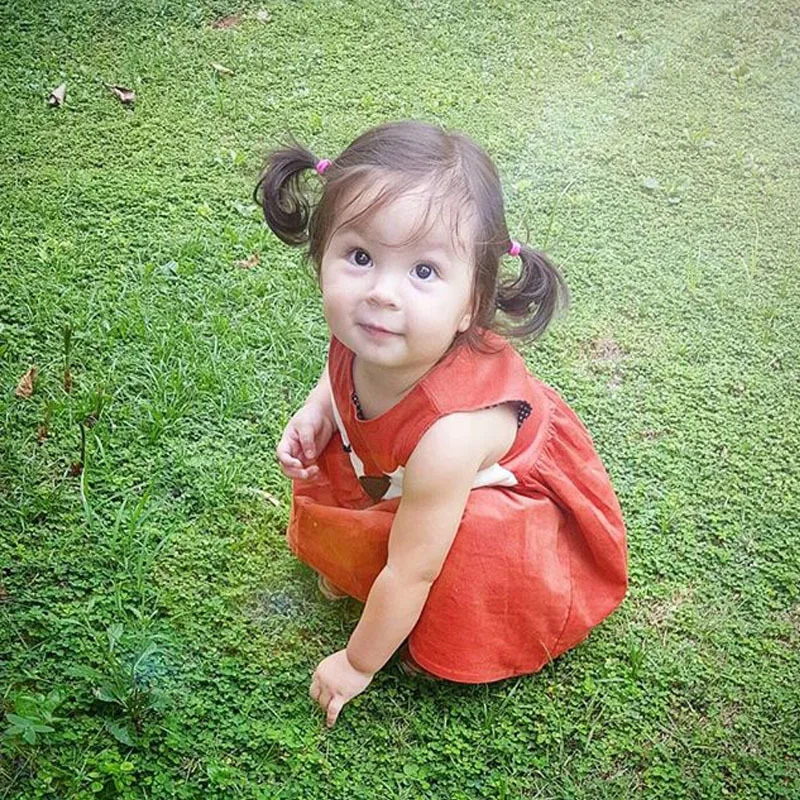 Платье для девочек новинка 2017 милое платье с лисой маленьких вырезом на спине