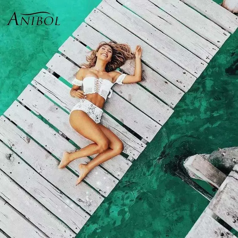 Anibol Высокая Талия бикини сексуальное платье с открытыми плечами Для женщин