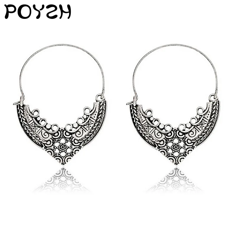 Серьги подвески в форме цветка с резьбой по большим кольцам серьги богемном