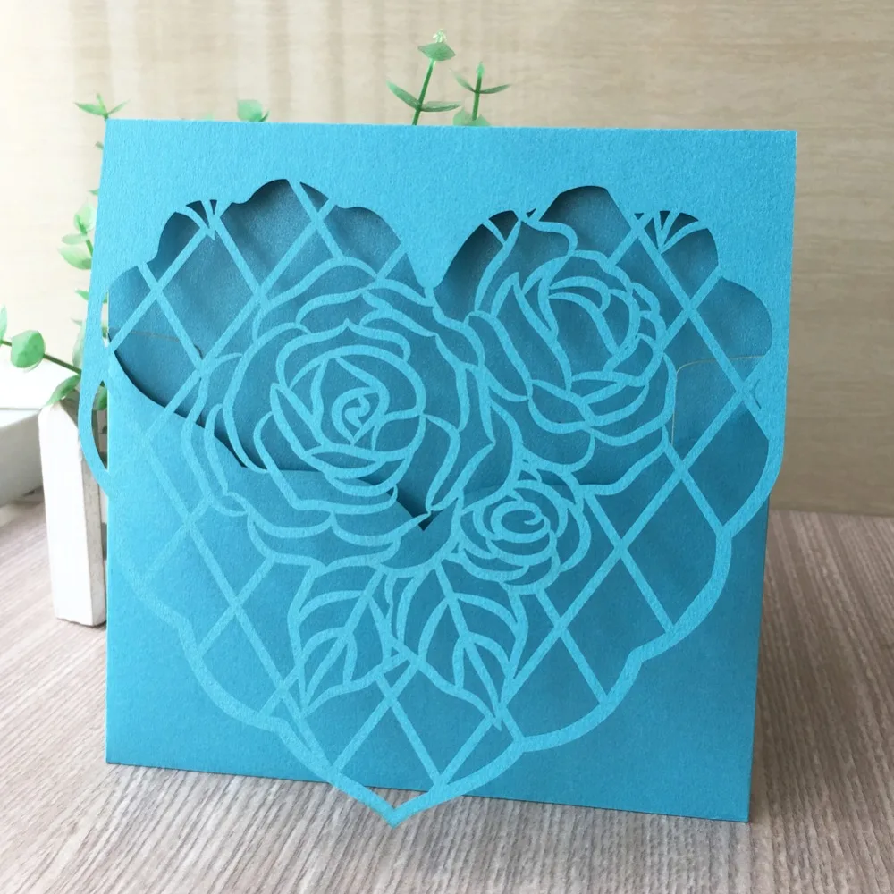 

30pcs/lot Exquisite Laser Cut Carved Wedding Invitations Heart Pattern Invitations Card Birthday Card Thanksgiving Gift