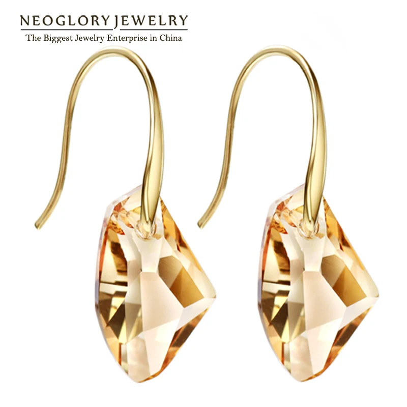 

Neoglory Yellow Austrian Crystal Charm Dangle Drop Earrings for Women Bridal Fashion Gift Jewelry 2020 New Fashion Brand JS9