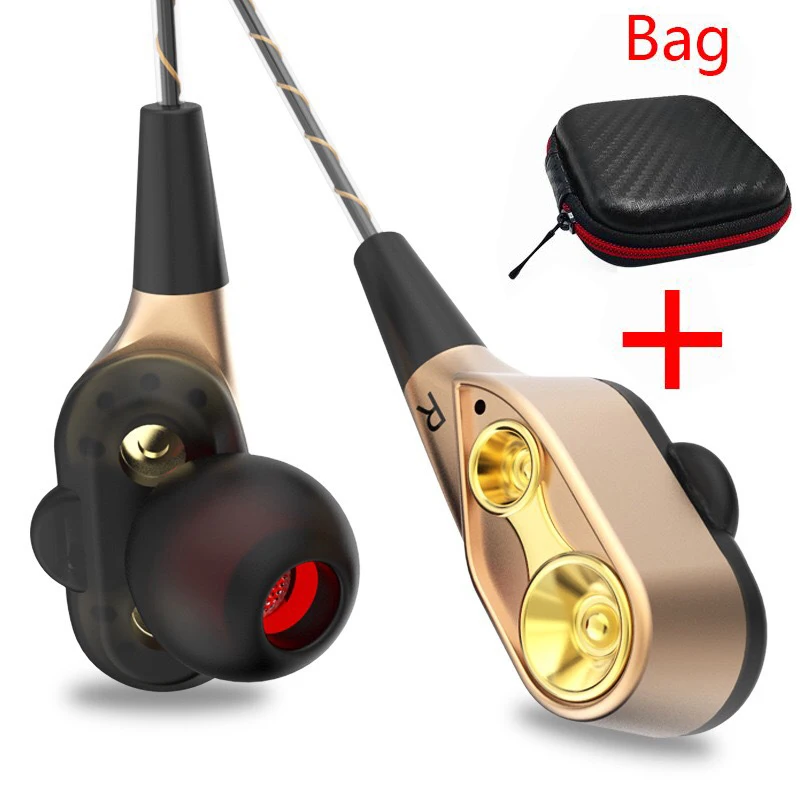 Новый модный микрофон наушники с двойным блоком привода для телефона 3 5 мм разъем