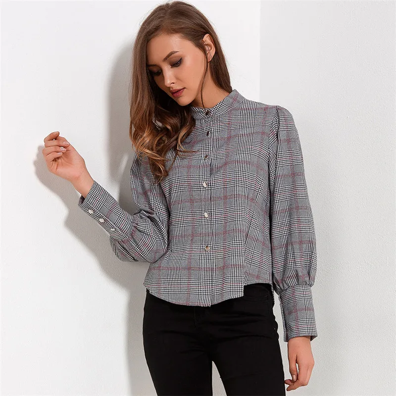 Рубашка женская весенняя с рукавом фонариком|kimono blouse|plaid blouseblouse fashion |