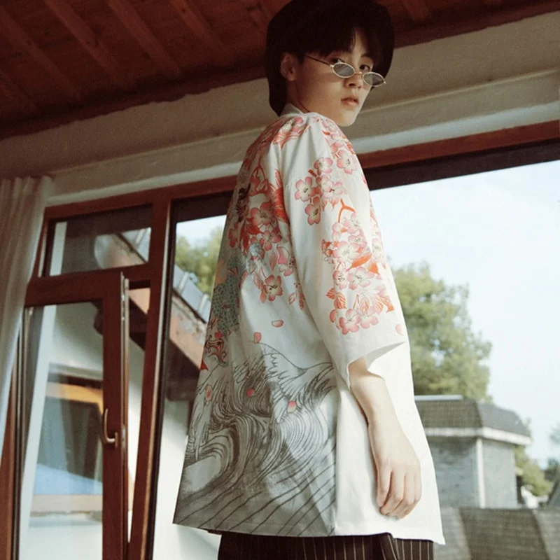 Кимоно TA495 мужское в японском стиле кардиган рубашка-рубашка дракона юката хаори