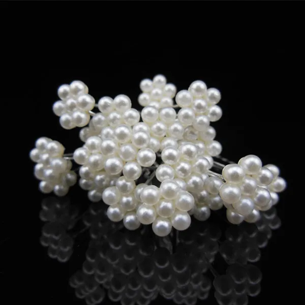 

30 Pcs Elegant White Flower Pearls Bridal Wedding Prom Women Hair Pins Hair Clip Hair Accessory